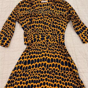 Stylish Yellow and Blue silk Dress